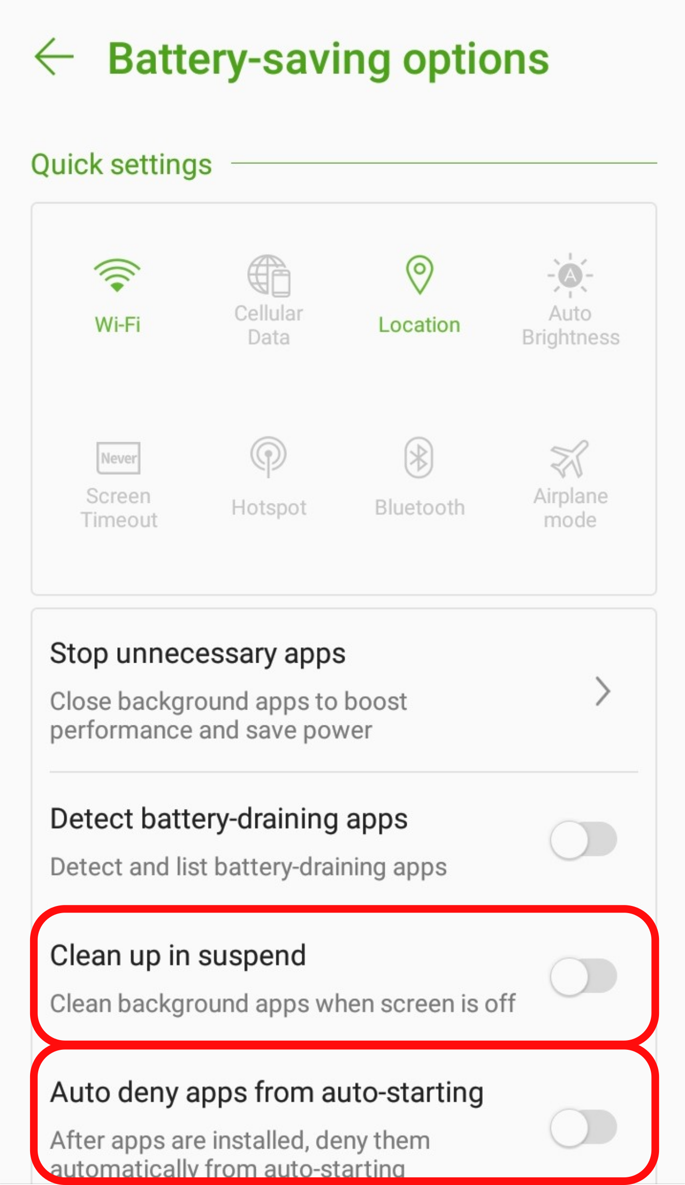 Clean up in suspend option unchecked
