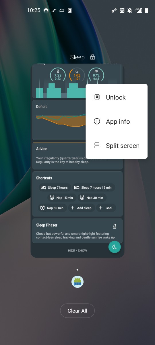 App locked in recent apps