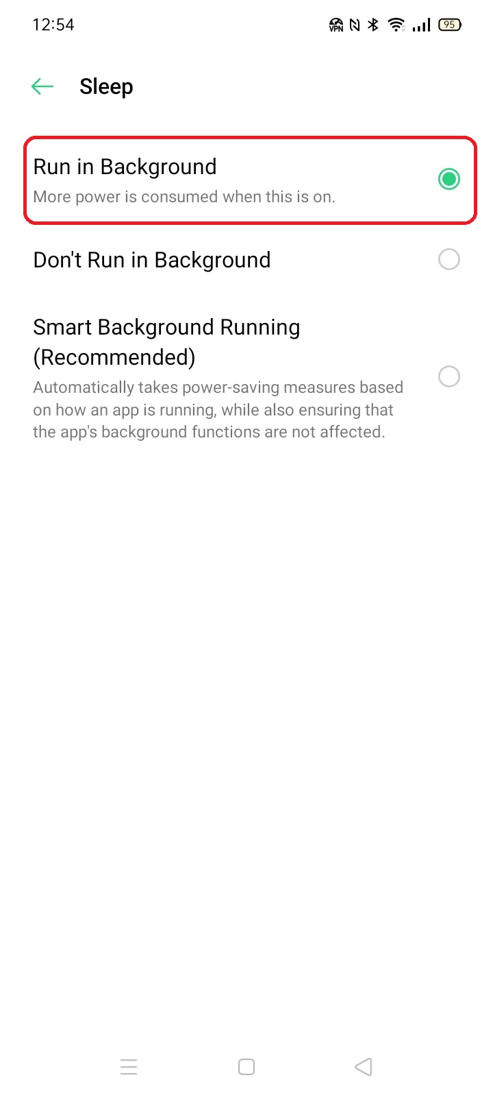 Battery optimization turned off