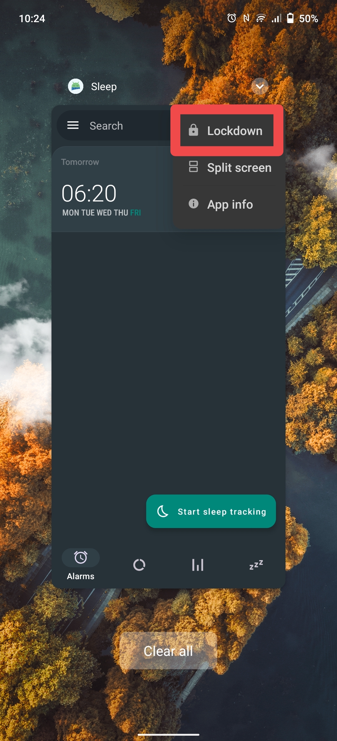 App locked in recent apps