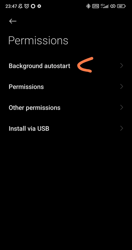 Autostart permission enabled for Tuman VPN